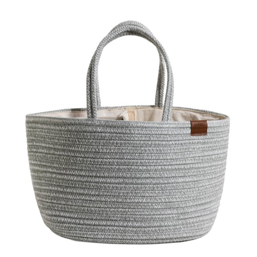 Living textiles - Cotton Rope Storage Caddy With Divider - Sage